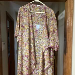 Lularoe pink and yellow medium sheer Kimono